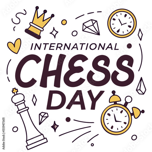 INTERNATIONAL CHESS DAY vector illustration