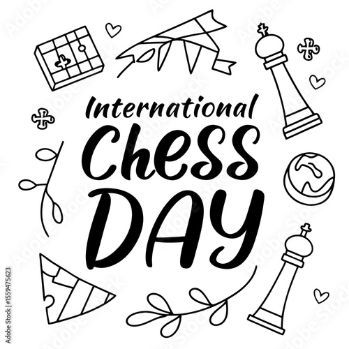 INTERNATIONAL CHESS DAY vector illustration