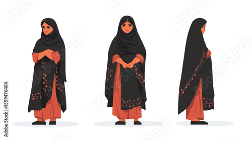 Bedouin Woman Character Flat Vector Illustration