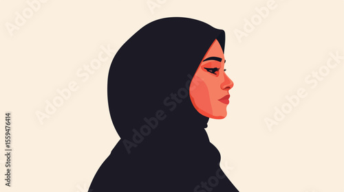 Bedouin Woman Wearing Hijab Vector Illustration