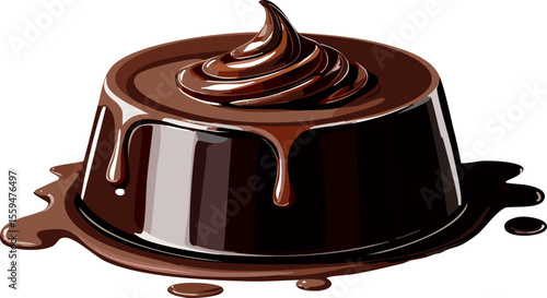 A delectable close-up of a chocolate cake with melted chocolate