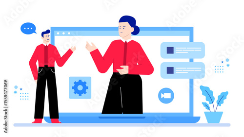 Virtual meeting on laptop, suitable for remote work, online communication concepts, telecommuting, video conferencing, virtual collaboration, and digital meetings.