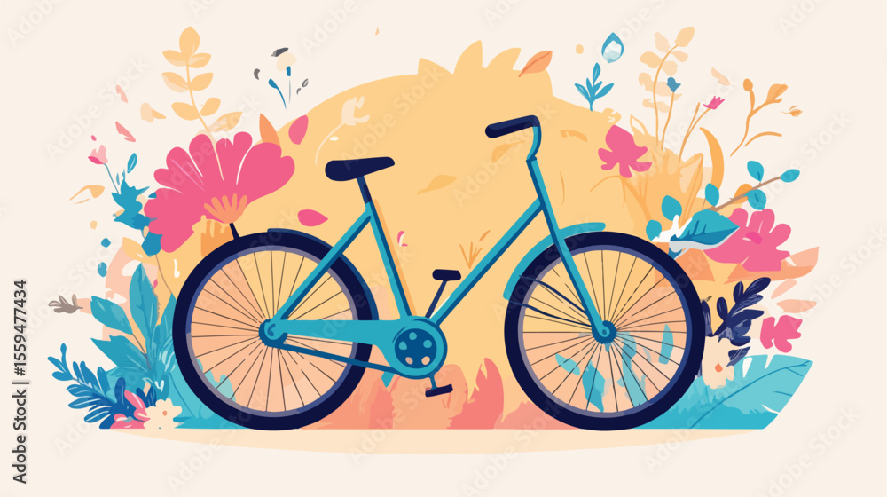 Fototapeta premium Bicycle for World Car Free Day Flat Vector Illustration
