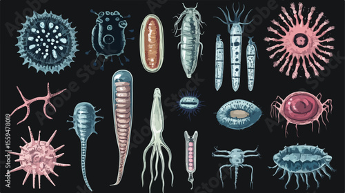 Biomedical Flat Vector Illustration Centered Composition
