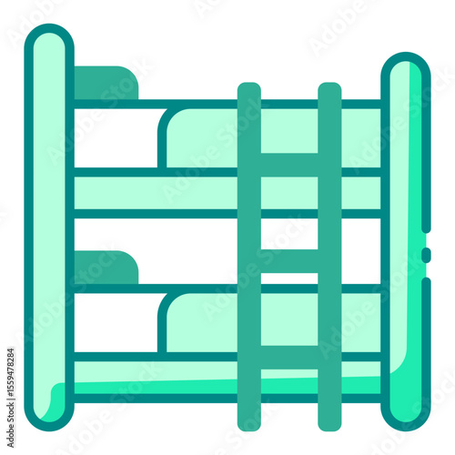 bunkbed green filled line icon for sleep area in child care space