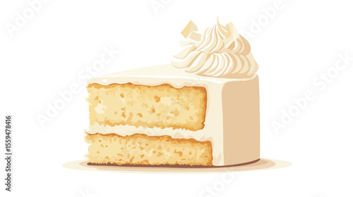 Delicious Birthday Cake with Buttercream Frosting - Flat Vector Illustration