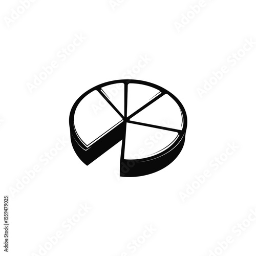Depiction of Black and White Pie Chart with One Piece Removed Symbolically