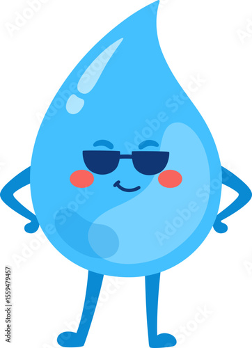 Cool Water Drop Character Wearing Sunglasses


