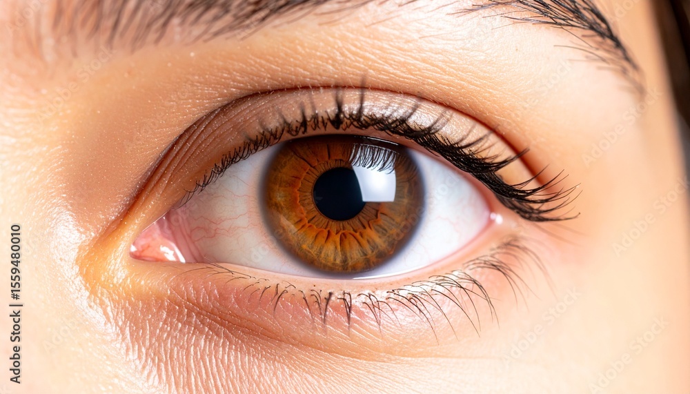 Fototapeta premium Close-up of a Human Eye with Natural Light Reflection