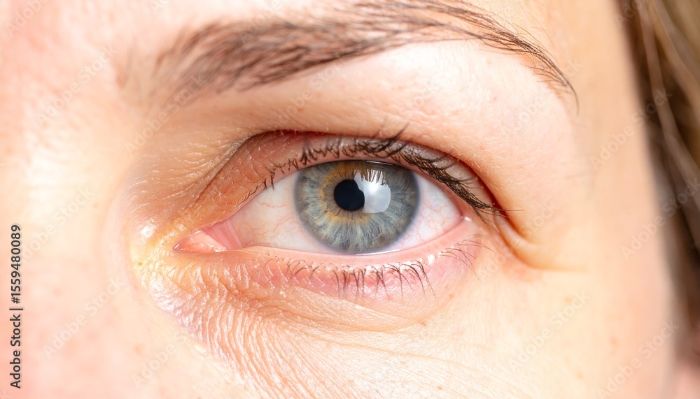 Fototapeta premium Close-up of a Human Eye with Natural Light Reflection