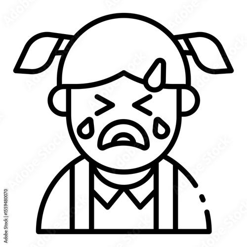 crying girl outline icon for emotional toddler in care zone