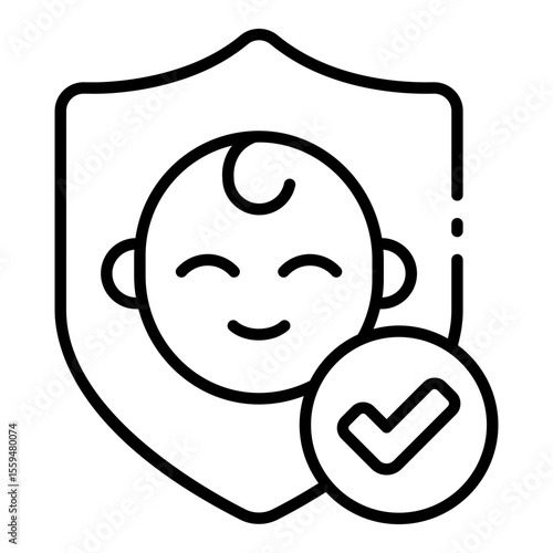 safety outline icon for protection and child care assurance