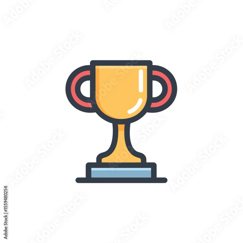 Golden trophy with transparent background for achievement concept