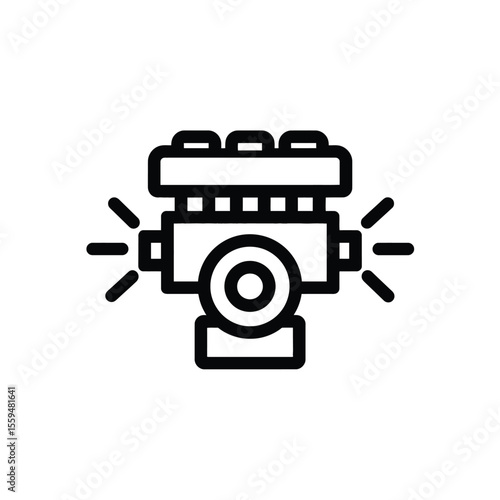 Line Art of Automobile Engine Block on a Transparent Background Design