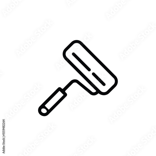 Minimalist Outline Icon of a Flooring Trowel Tool for Construction or Home Improvement