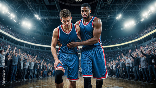 Injured Basketball Player Limping off the Court