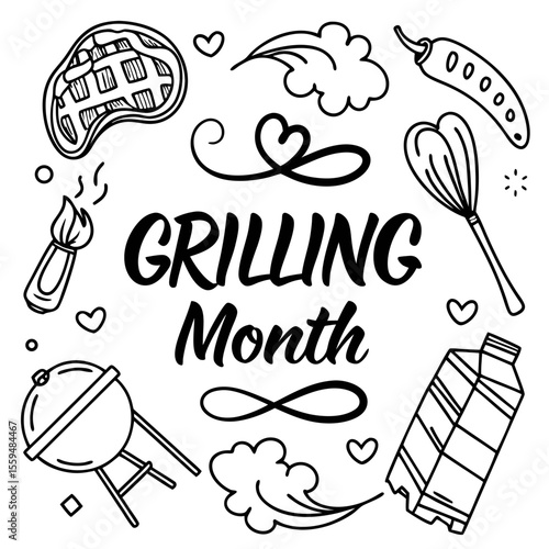 NATIONAL GRILLING MONTH vector illustration