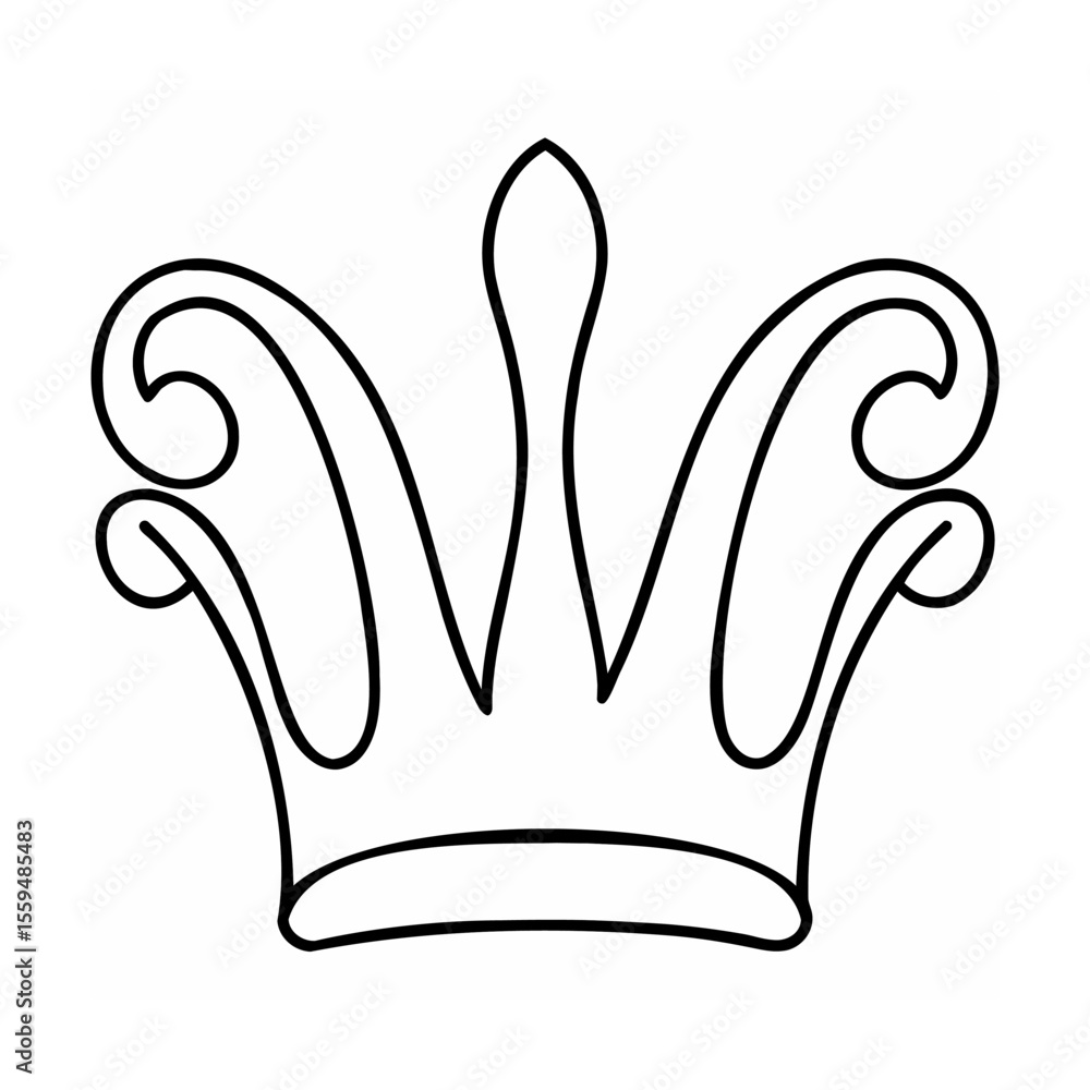 Obraz premium Black Outline Crown Illustration on White Background 1