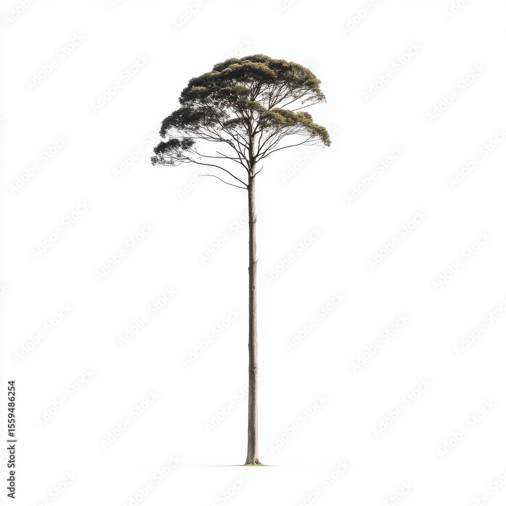 Fototapeta premium Tall Slender Tree on White Background