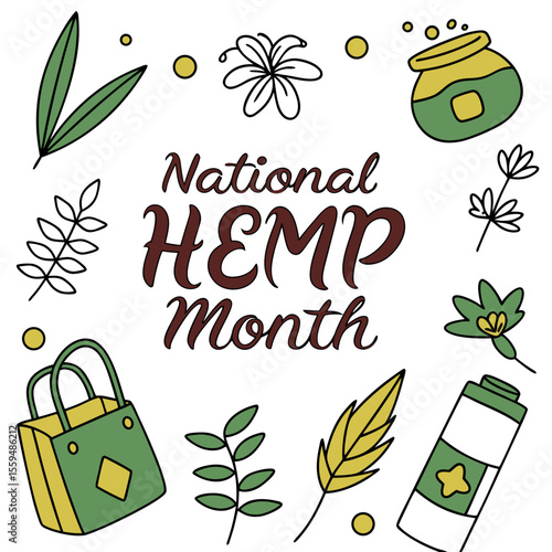 NATIONAL HEMP MONTH vector illustration