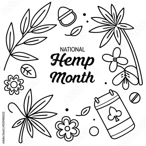 NATIONAL HEMP MONTH vector illustration