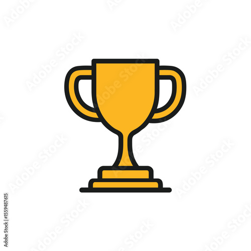 Yellow Award Trophy with Handles Isolated on White Background