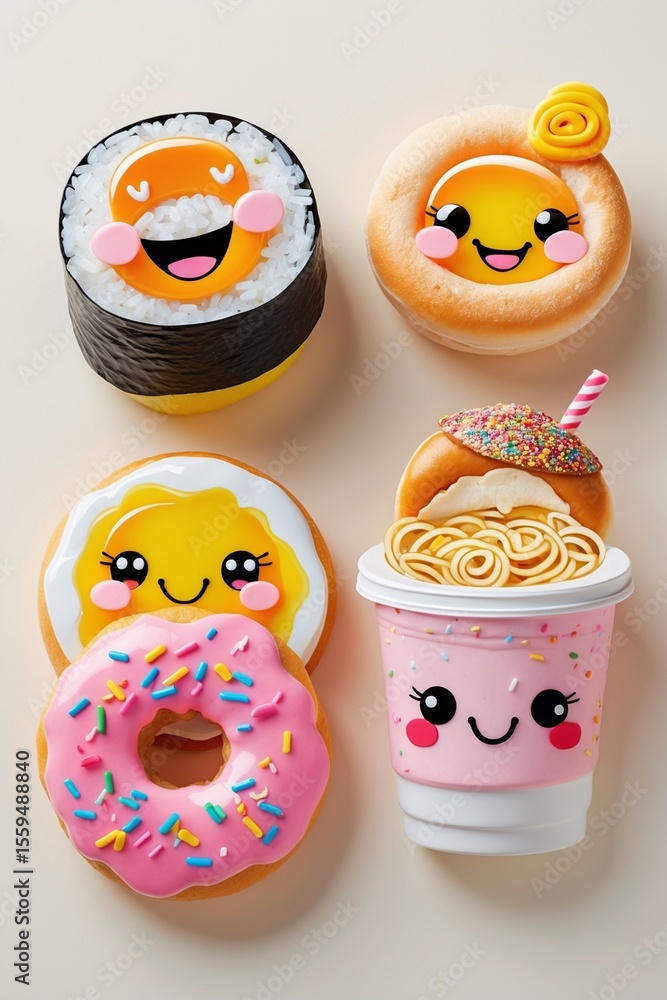 Obraz premium Fun food designed with characters, colorful, creative, tasty, playful presentation.