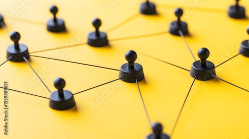 Abstract Network Connection Nodes Yellow Background