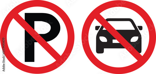 Free Download No Parking Vector Icon – Crossed‑Out “P” & Car Traffic Prohibition Sign Illustration - GFXLoad