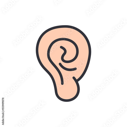 Stylized Human Ear Illustration Depicting Sense Of Hearing Anatomy