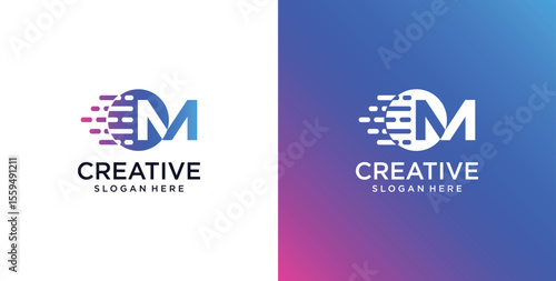 ikon logo M awal teknologi digital