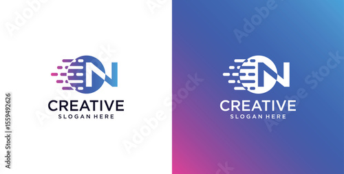 ikon logo N awal teknologi digital