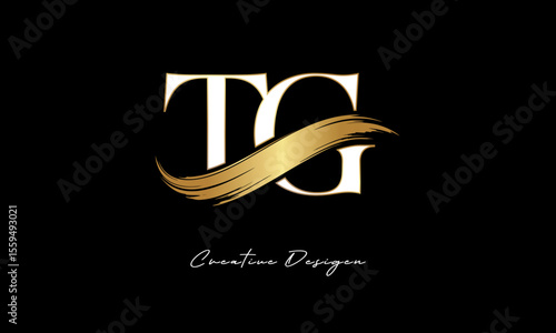 TG Monogram Logo – Luxury Gold Letter mark with Elegant Brush Stroke for Fashion, Boutique & Premium Branding 