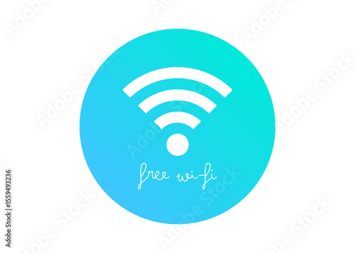 エメラルドグリーンのおしゃれなフリーwifiマーク ロゴのイラスト ピクトグラム