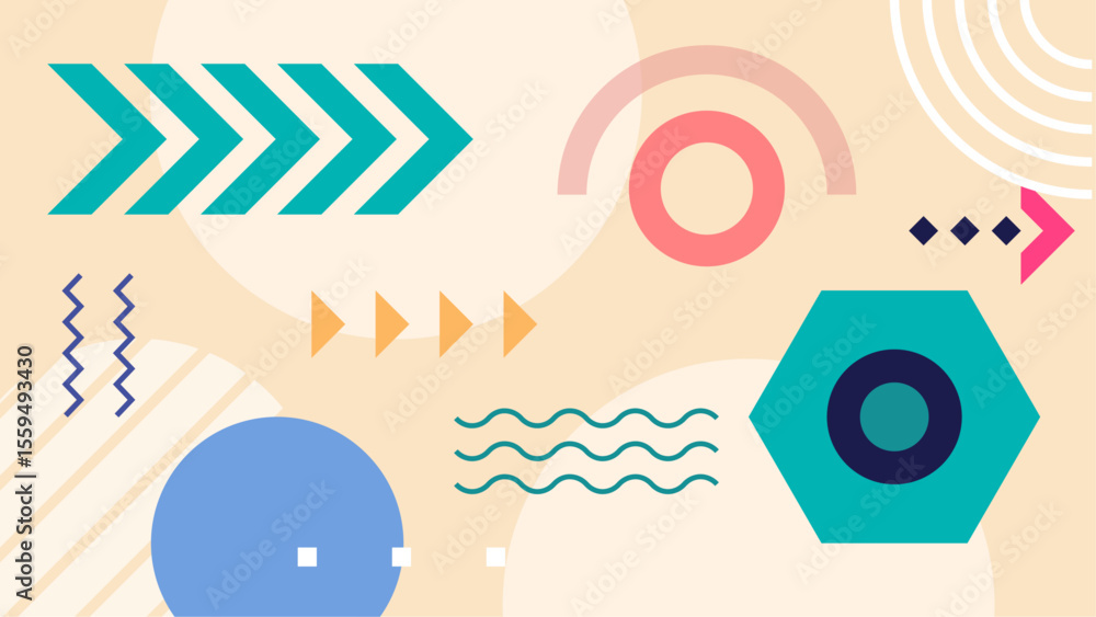 Fototapeta premium Abstract geometric shapes in a pastel color scheme. Suitable for modern art prints, backgrounds, web design, and marketing materials.