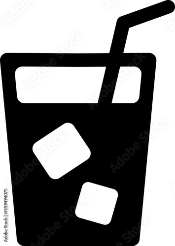 Cold drink icon with straw and cup in modern flat style. Suitable for summer beverage menus, cafe branding, and drink packaging.