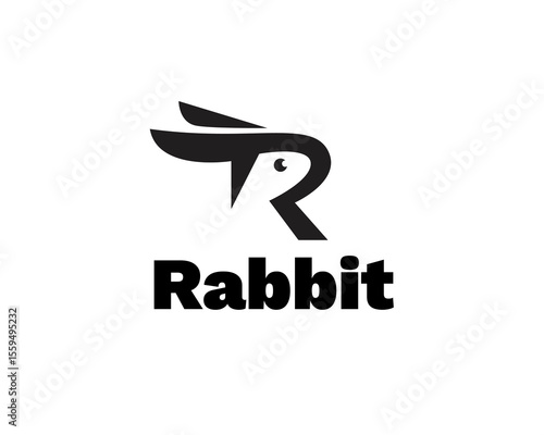 R letter initial head rabbit logo icon symbol design template illustration inspiration