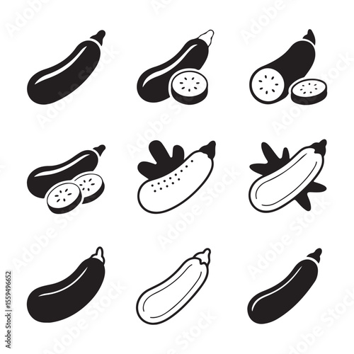Zucchini Icon Set for Veggies. 
