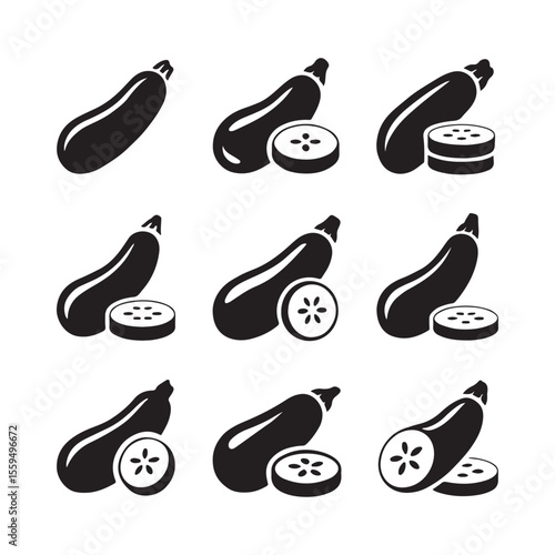 Zucchini Icon Set for Veggies. 
