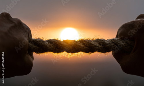 Hand Pulling Rope Representing Strength and Perseverance