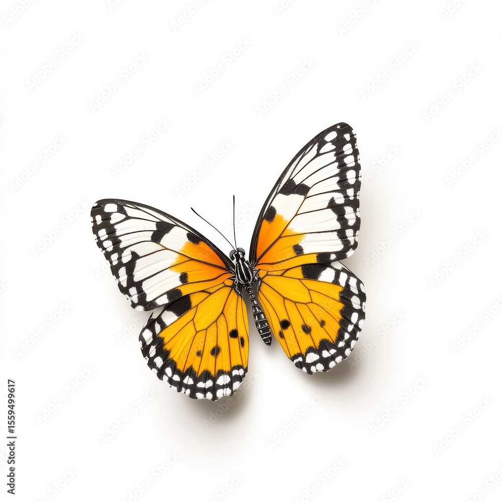 Fototapeta premium Orange and Black Butterfly on White Background