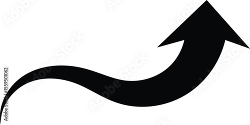 Black Wavy Upward Arrow Icon
