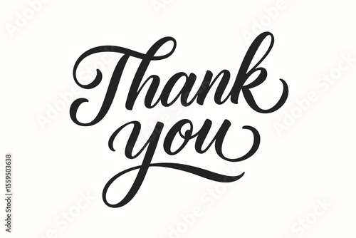 Thank you lettering, hand-drawn calligraphy. elegant classic script for a wedding invitation, formal card, note, or business stationery.