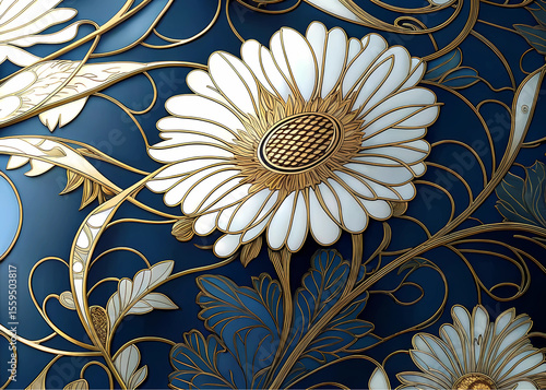 This collection showcases ten distinct artistic renderings of lotus flowers and blossoming motifs, each exhibiting a sophisticated blend of gold outlines, white petals, and varying shades of blue back