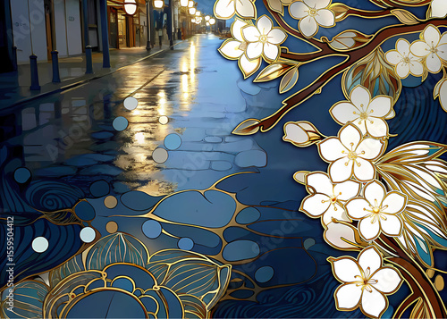 This collection showcases ten distinct artistic renderings of lotus flowers and blossoming motifs, each exhibiting a sophisticated blend of gold outlines, white petals, and varying shades of blue back