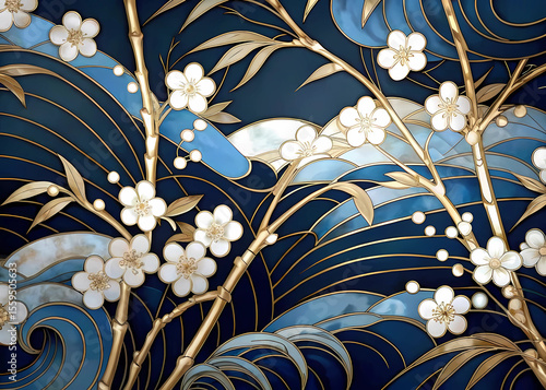 This collection showcases ten distinct artistic renderings of lotus flowers and blossoming motifs, each exhibiting a sophisticated blend of gold outlines, white petals, and varying shades of blue back