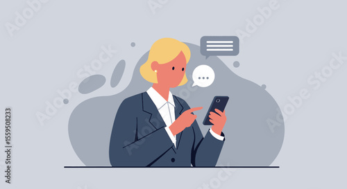 a woman in a suit is using her phone