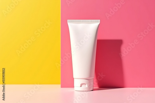 Wallpaper Mural Product mockup white tube on colorful background for branding skincare cosmetic container beauty product  Torontodigital.ca
