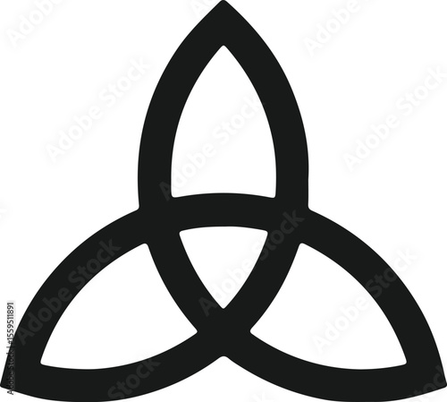 Black triquetra celtic knot symbol isolated on white background