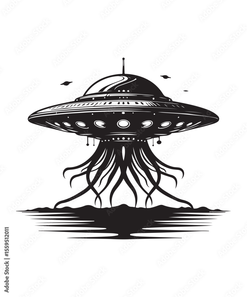 Fototapeta premium Ufo Alien Icon Vector Design on White Background.